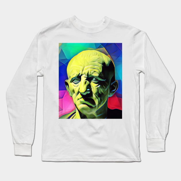 Cato the Elder Colourful Portrait | Cato the Elder Artwork 7 Long Sleeve T-Shirt by JustLit